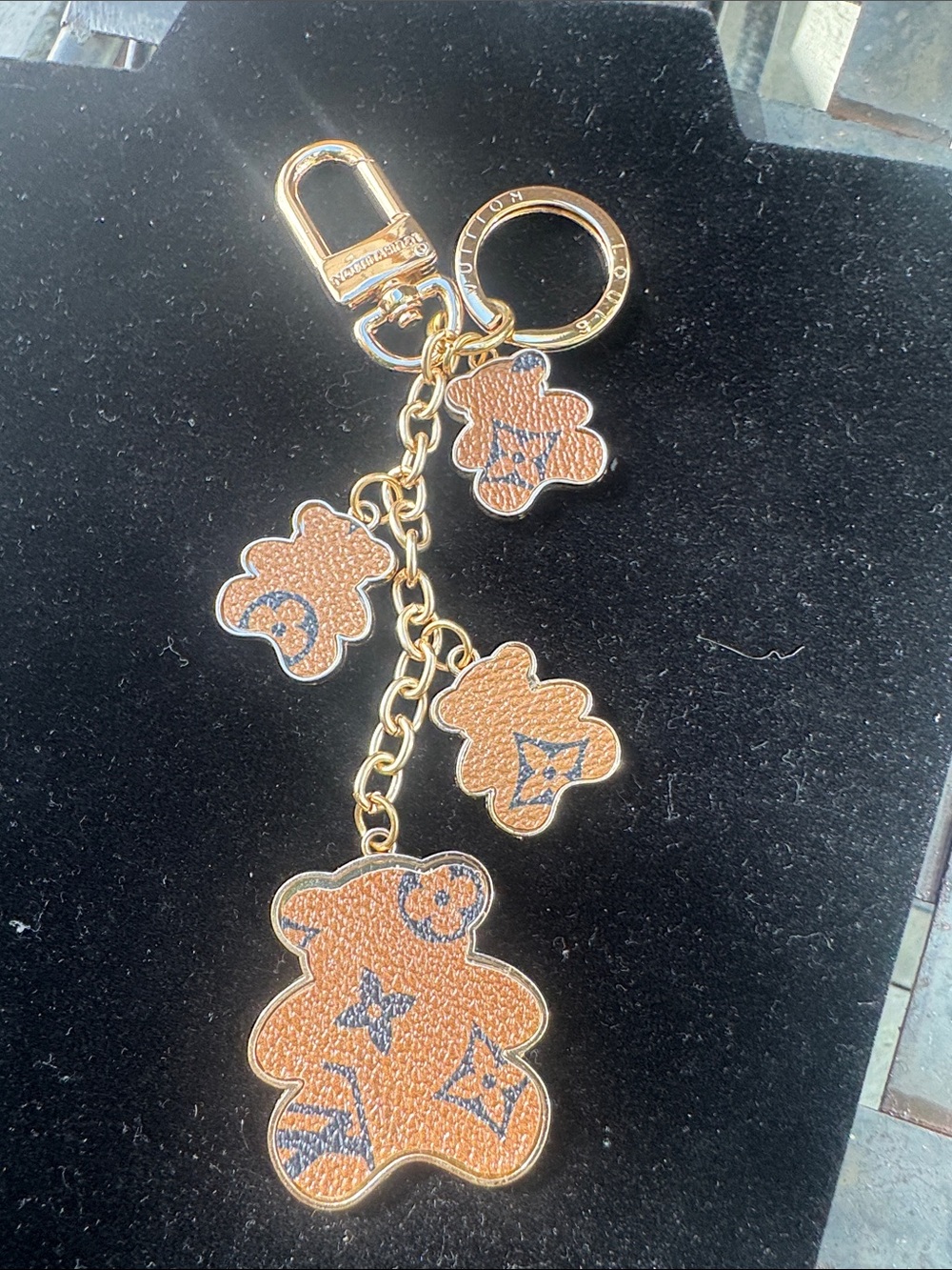 Keychain bag charm  Brown Monogram Bear Keychain
